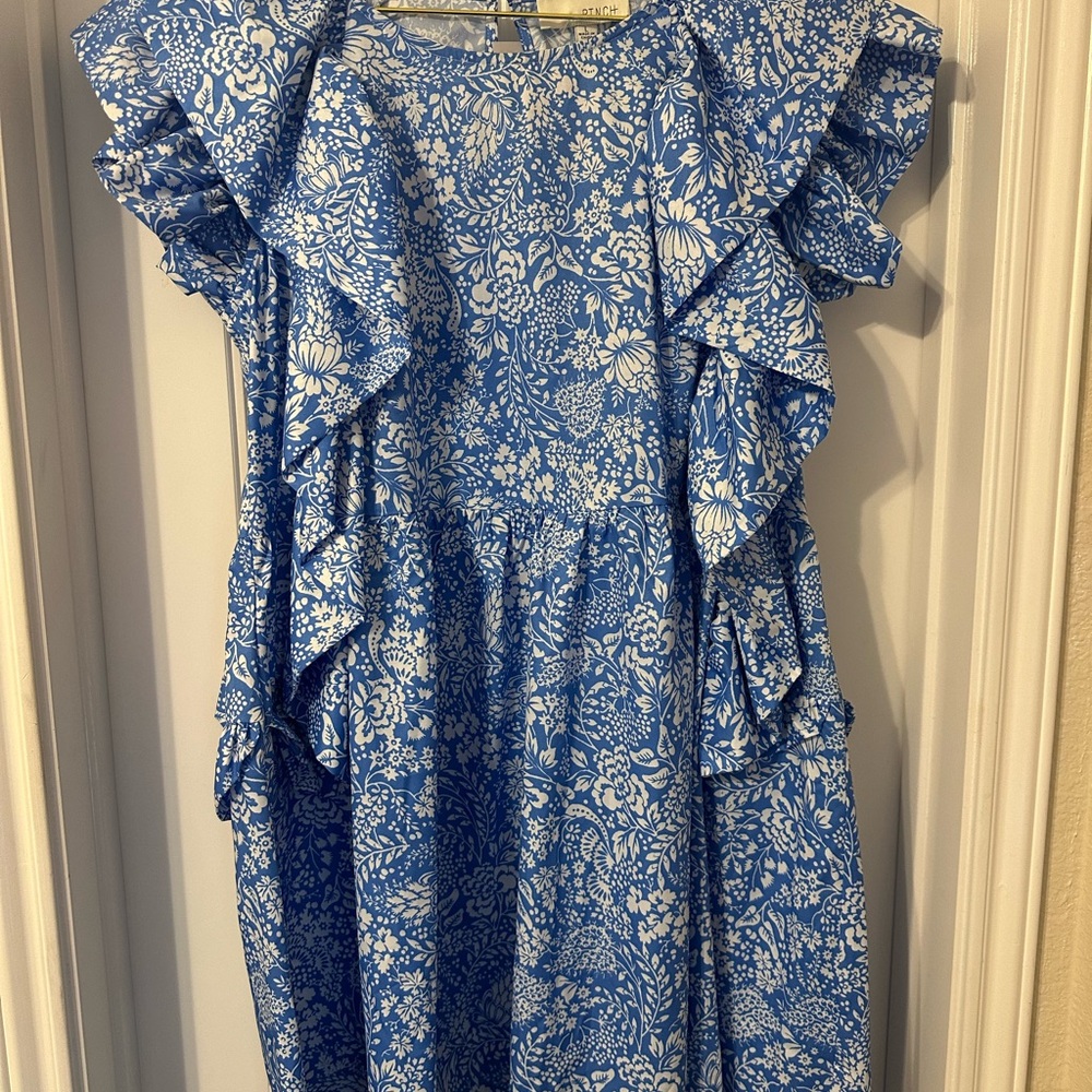 Pinch Blue Floral Ruffle Dress